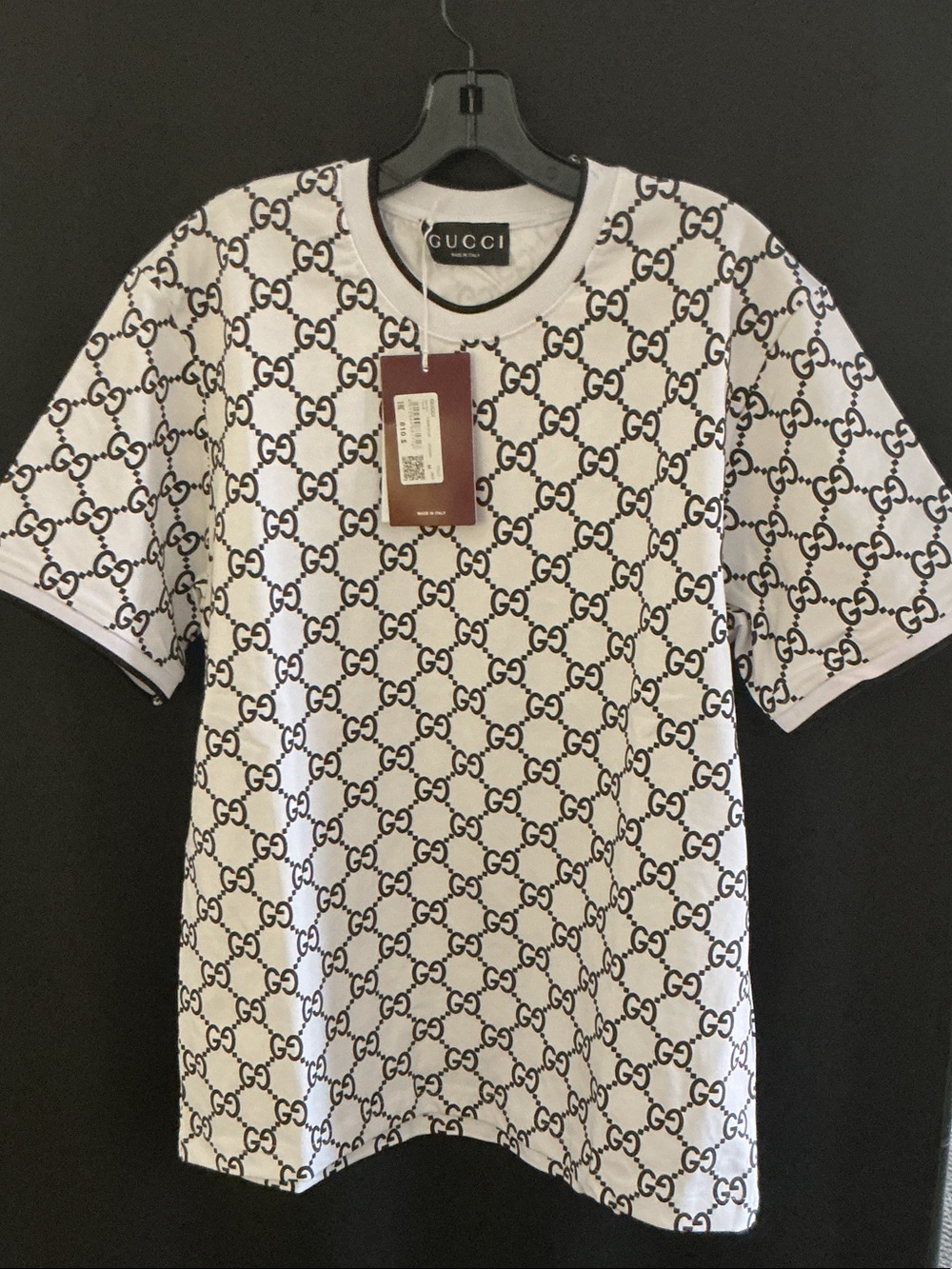 Gucci White Short-Sleeve GG Monogram Crewneck Tee